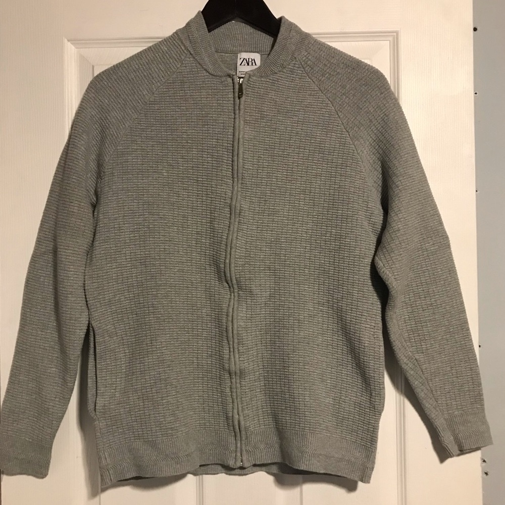 Zara Gray Zip front Cardigan Medium